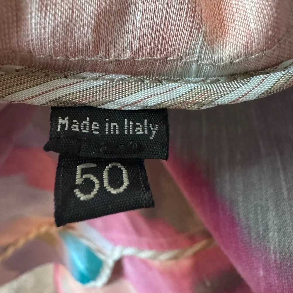 ETRO Statement Blazer Abstract Watercolor Art Print Made in Italy Linen Blend 50 - Picture 6 of 8